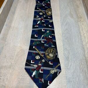 Men's Sports-Themed Tie polyester made in USA baseball player baseball bat glove